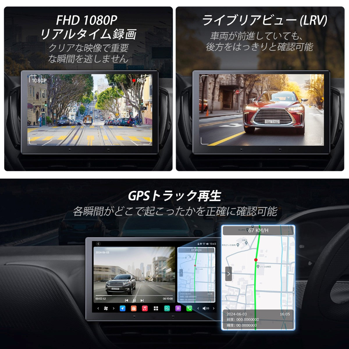 VIN-FHD02LR FHD 1080P リアカメラ リアルタイム録画対応
